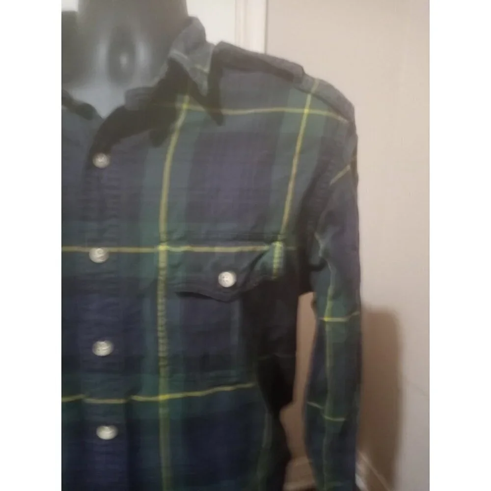 Polo Ralph Lauren Shirt Men's Plaid size XL Long Sleeve Green Blue Cotton